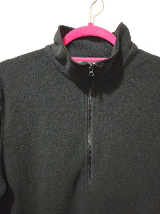 Primark Quarter Zip Up Fleece Henley Sweater Mock Neck Black Size M - Picture 3 of 4